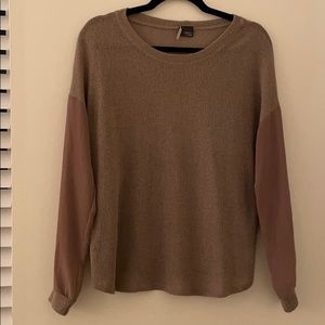 Olive Sweater with Sheer Arms